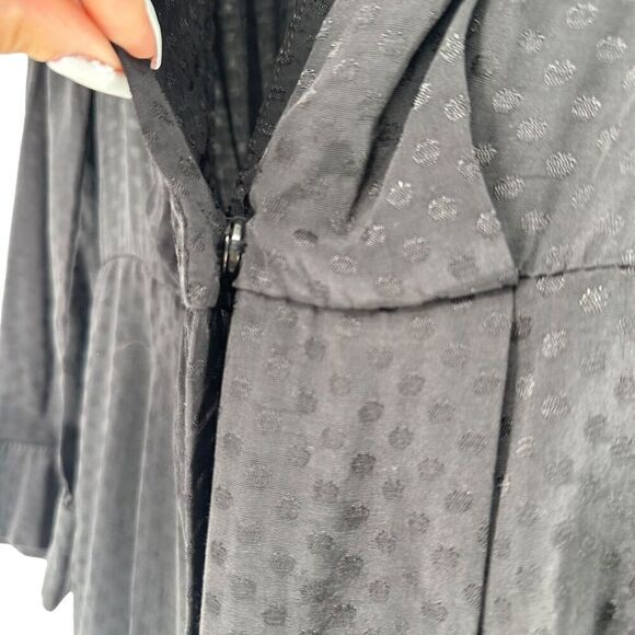 Bardot Romper Black Long Sleeve Deep V Neck Size S US 6 Silky Dot Night Out Chic - Picture 6 of 9